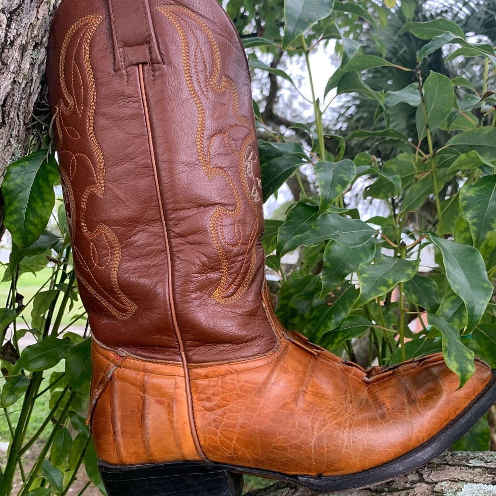 WILD WEST VAQUERO CAIMAN LEATHER BOOTS SZ 9